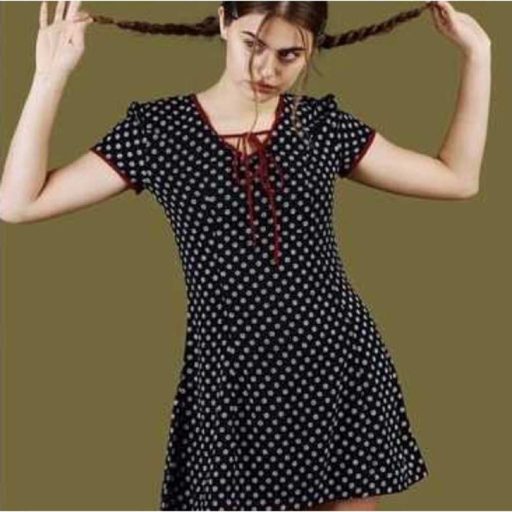 UNIF Black and White Polka Dot Mini Dress
